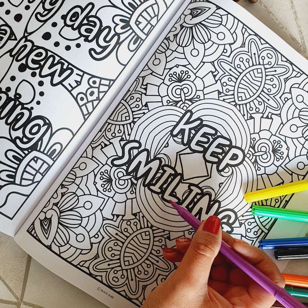 My Affirmation Colouring Paperback Book - Black Qubd