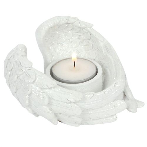 Angel Wings Candle Holder in Glitter White