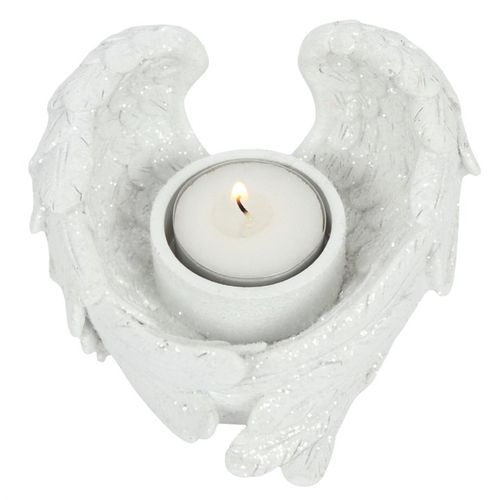 Angel Wings Candle Holder in Glitter White