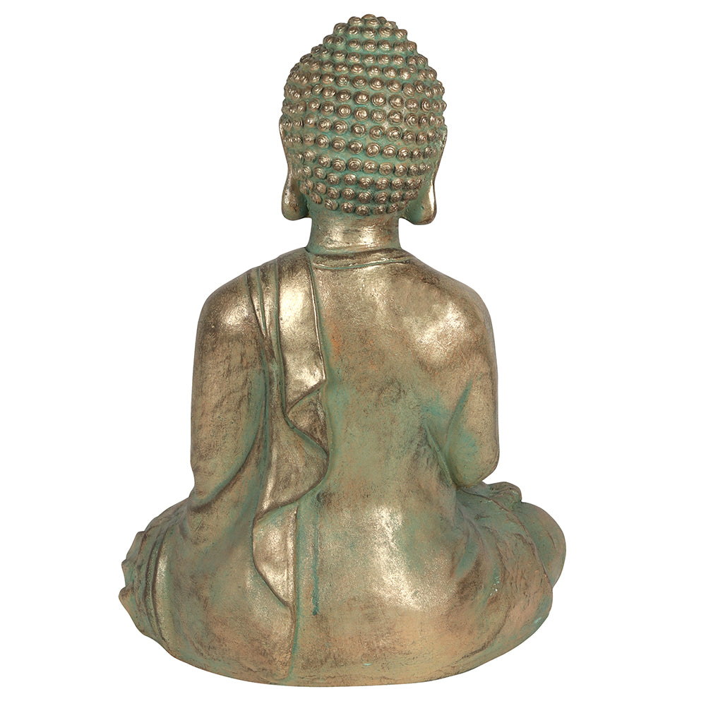 Sitting Garden Buddha Verdigris Effect - Black Qubd