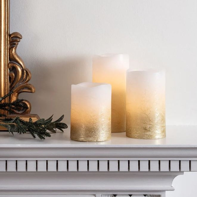 LED Flameless Gold Ombre Pillar Candles