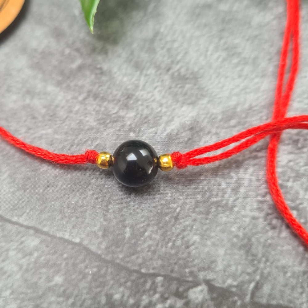 Protection Obsidian Crystal Thread - Red - Black Qubd