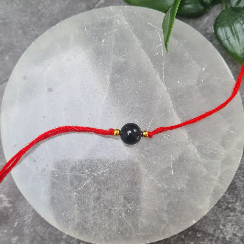 Protection Obsidian Crystal Thread - Red - Black Qubd