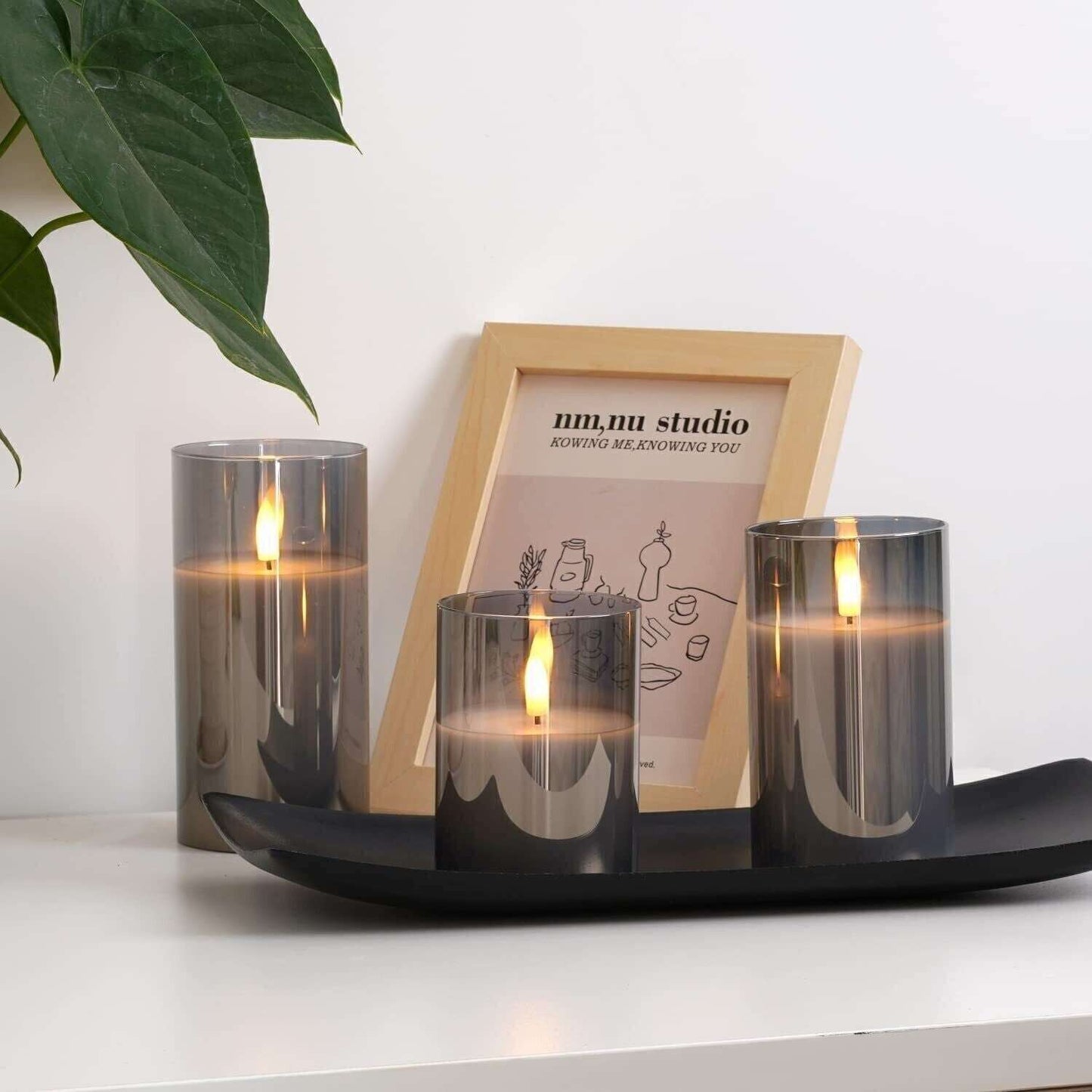 Flameless Flickering LED Candle Set - Black Qubd