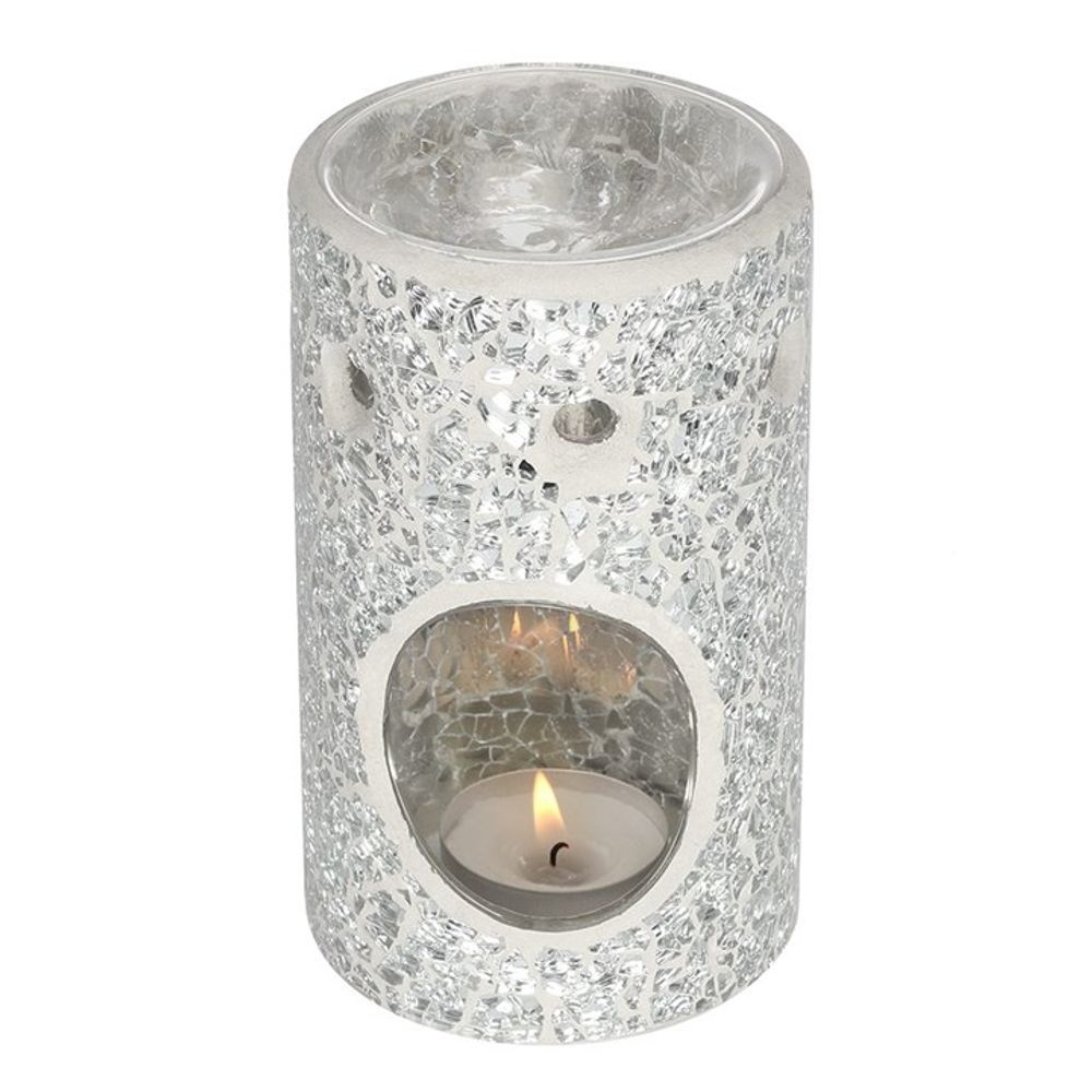 Silver Mirrored Pillar Oil Burner