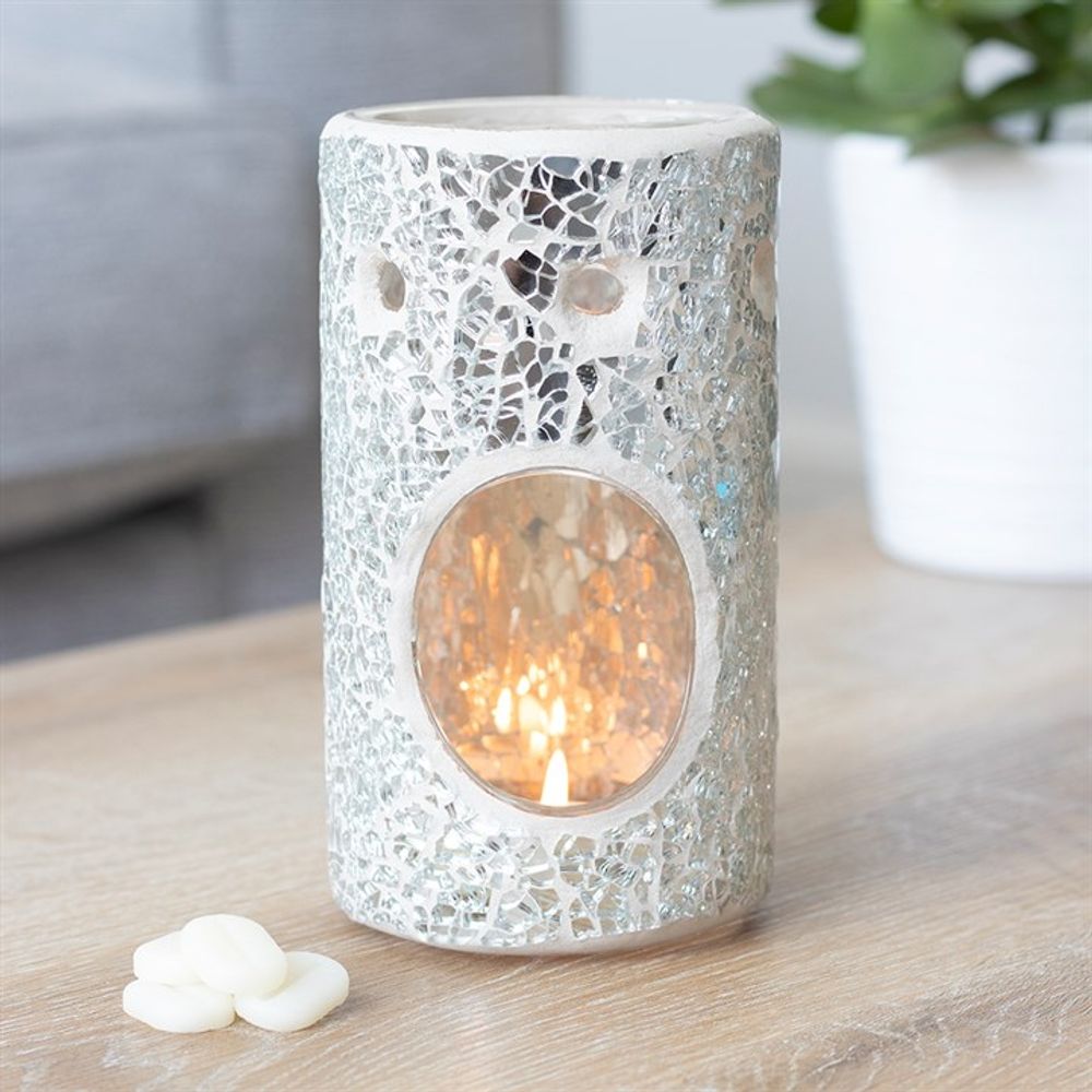 Silver Mirrored Pillar Oil Burner