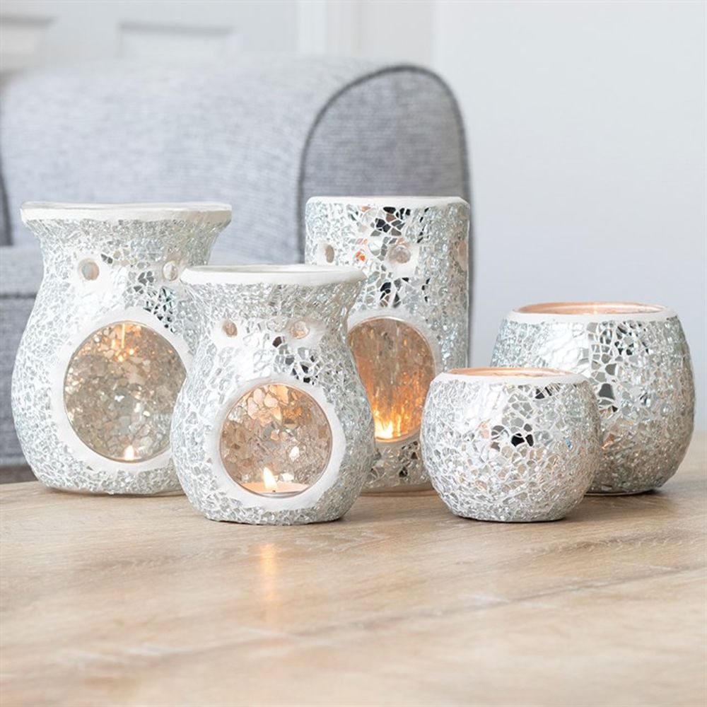 Silver Mirrored Pillar Oil Burner