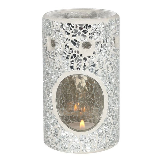 Silver Mirrored Pillar Oil Burner