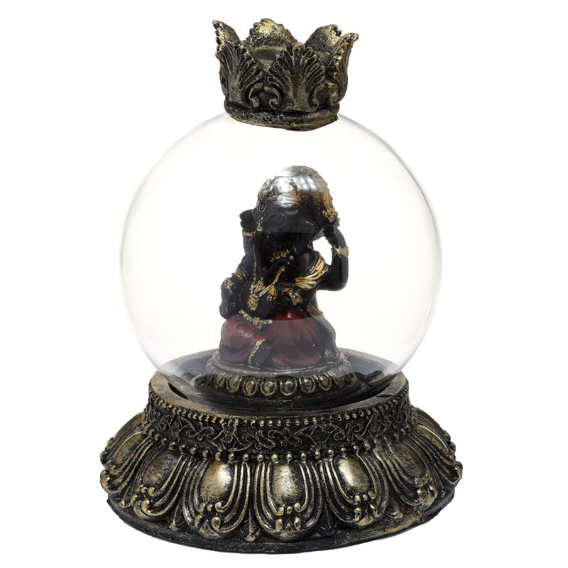 Ganesh Statue In Glass Globe - Black Qubd