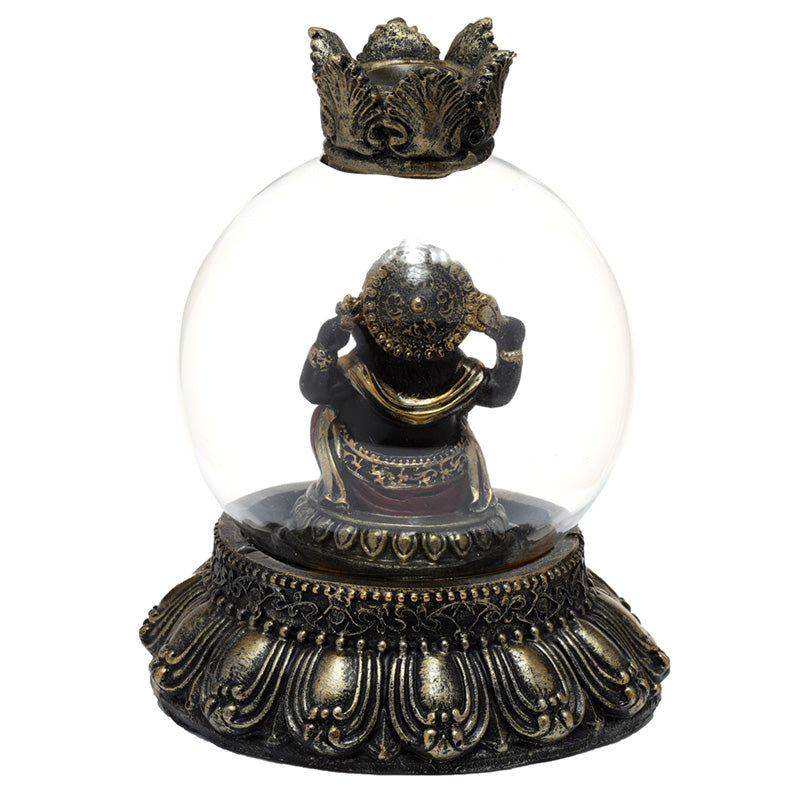 Ganesh Statue In Glass Globe - Black Qubd