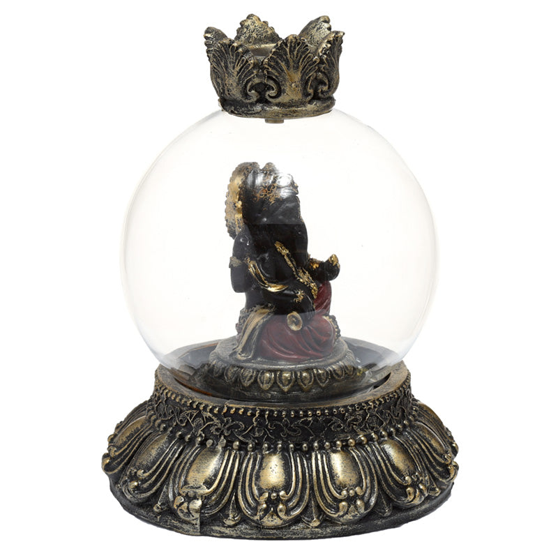 Ganesh Statue In Glass Globe - Black Qubd