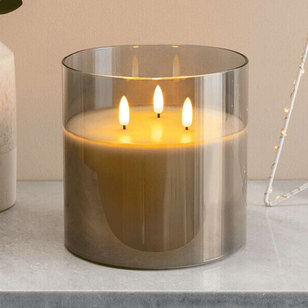 Flameless Triple Wick LED Candle - Black Qubd