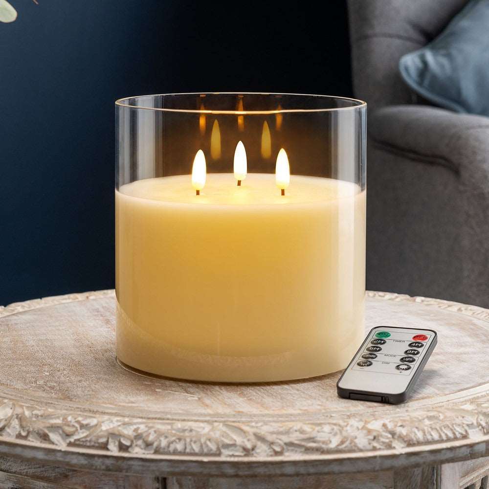 Flameless Triple Wick LED Candle - Black Qubd