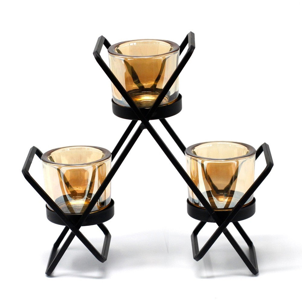 Iron Votive Candle Holder - 3 Cup Black Qubd