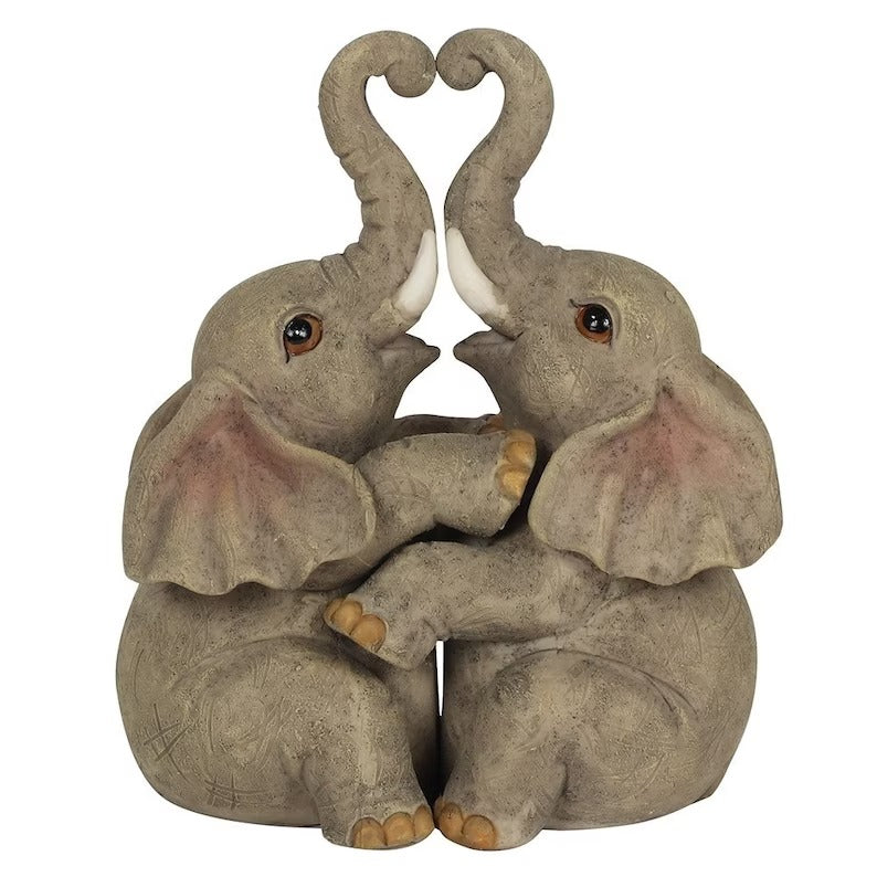 Embracing Love Elephants Couple Statue - Black Qubd