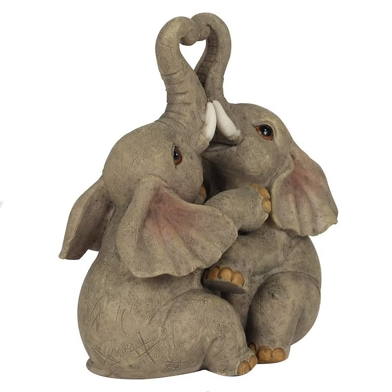 Embracing Love Elephants Couple Statue - Black Qubd