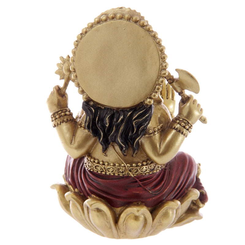 Gold Ganesh Sitting on Lotus - Black Qubd