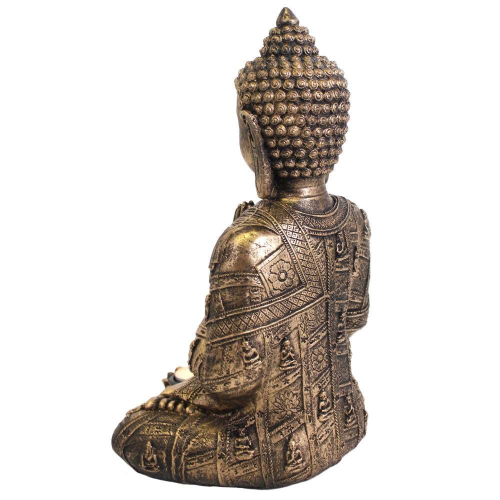 Large Gold Buddha Statue with Tealight Holder - Black Qubd