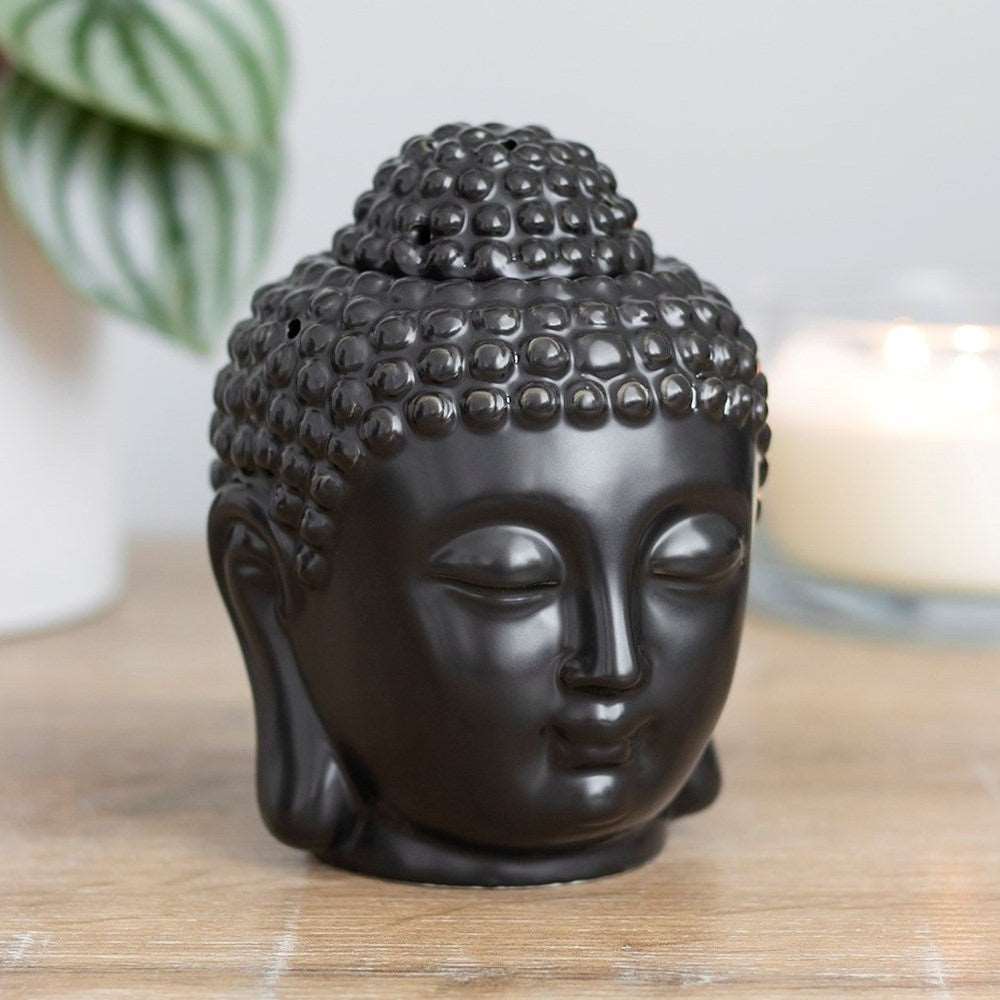 Black Buddha Head Oil Burner - Black Qubd