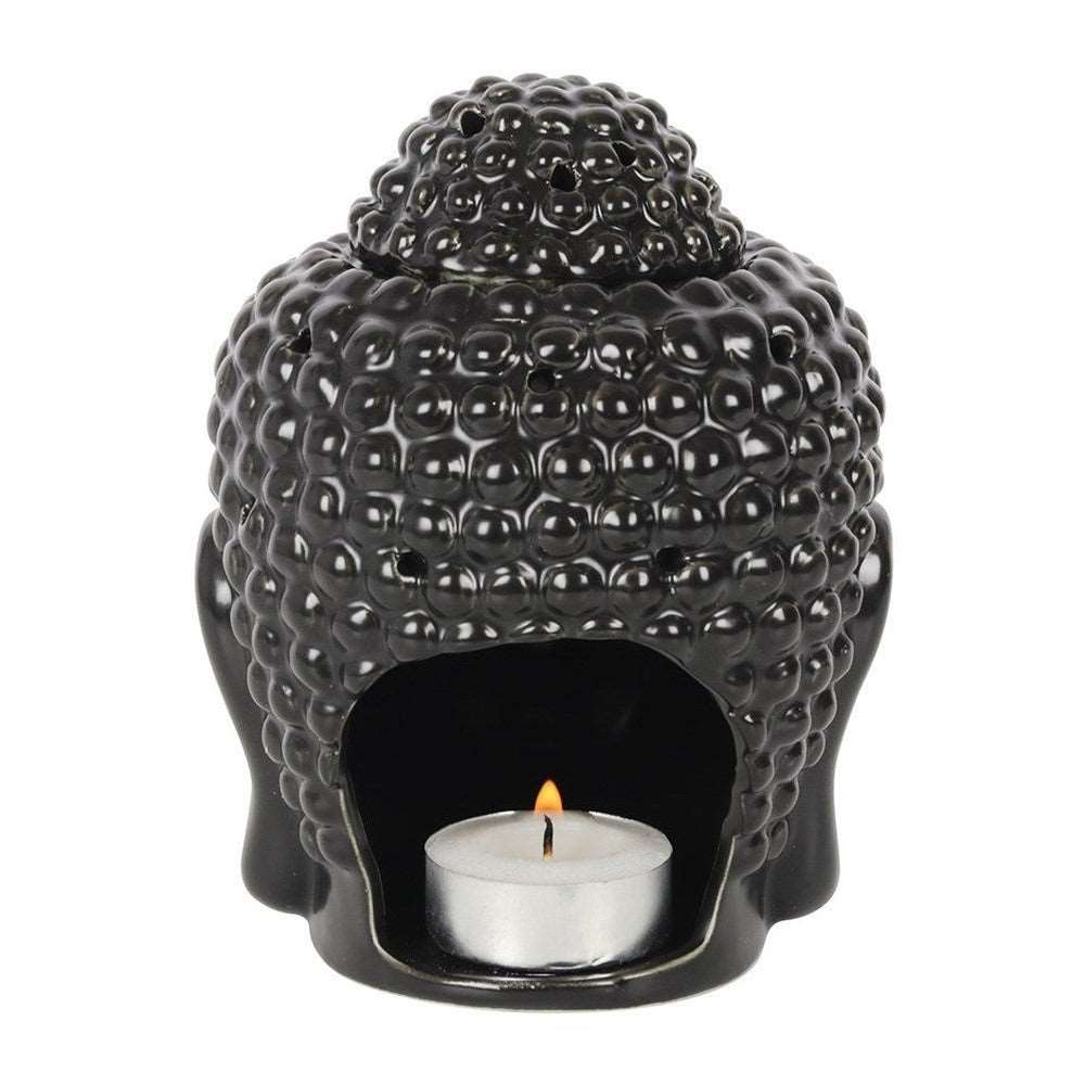 Black Buddha Head Oil Burner - Black Qubd