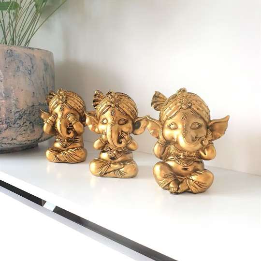 Gold Ganesh Set - Black Qubd