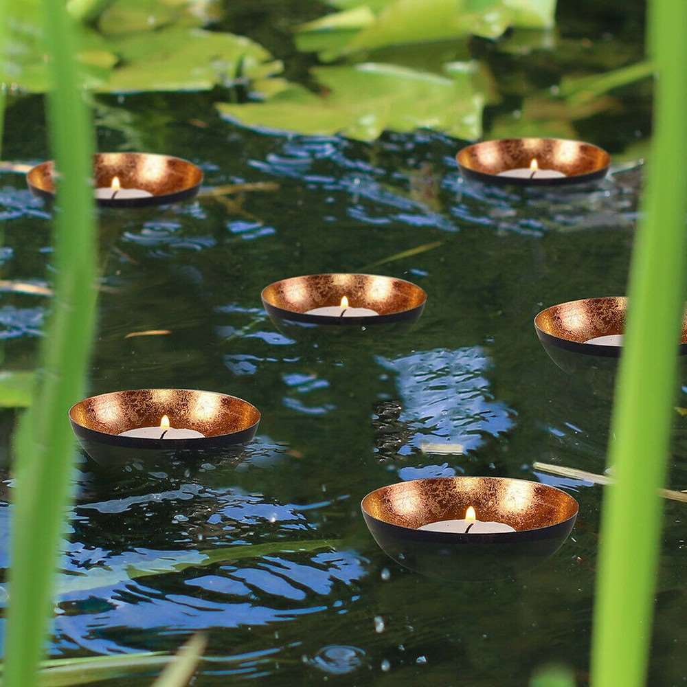 Black & Copper Tealight Candle Holder Set of 6 - Black Qubd